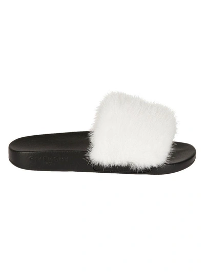Shop Givenchy Contrast Strap Slippers In White