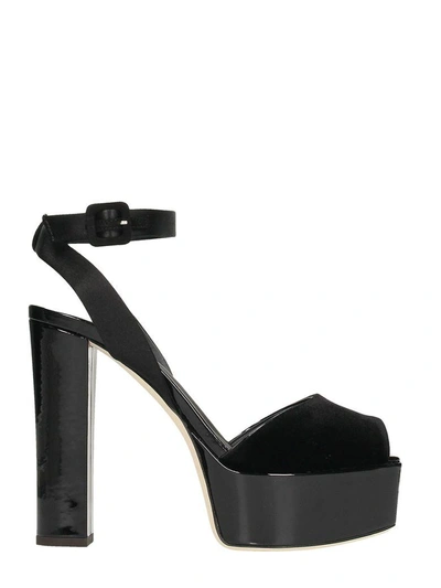 Shop Giuseppe Zanotti Betty Black Velvet Platform Sandals