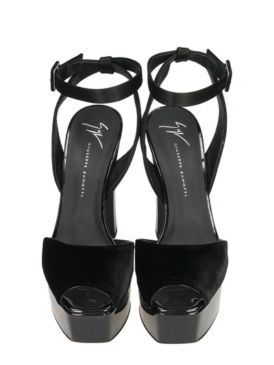 Shop Giuseppe Zanotti Betty Black Velvet Platform Sandals