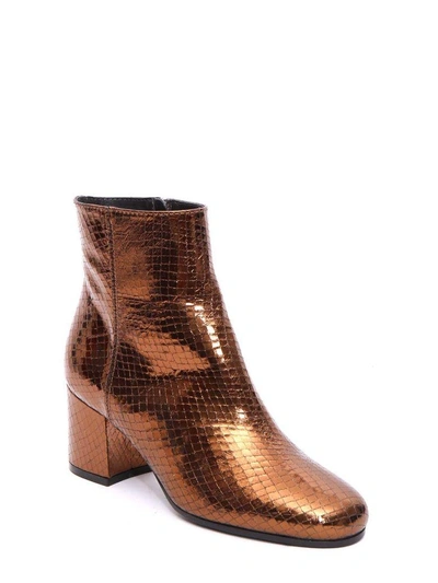 Shop Paris Texas Fake Snake Leather Ankle Boots In Metal