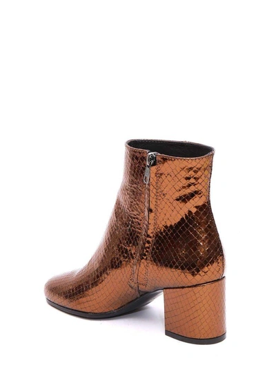 Shop Paris Texas Fake Snake Leather Ankle Boots In Metal