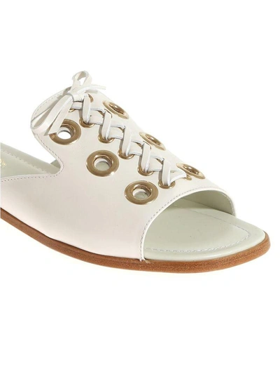 Shop Tod's Lace-up Mules In White