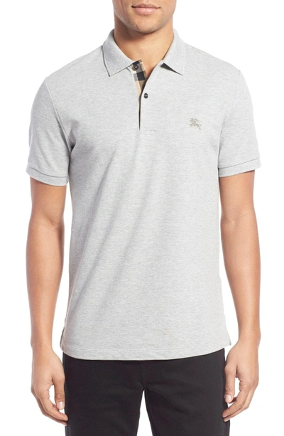 Shop Burberry Pique Polo In Pale Grey Melange