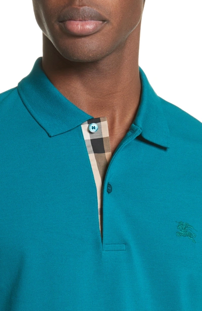 Shop Burberry Pique Polo In Pine Green