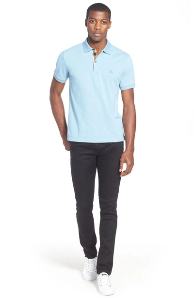Shop Burberry Piqué Polo In Mineral Blue