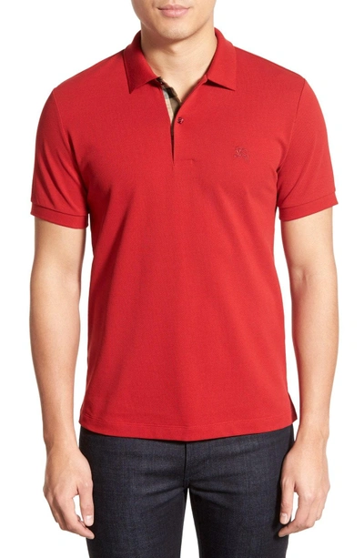 Shop Burberry Piqué Polo In Military Red