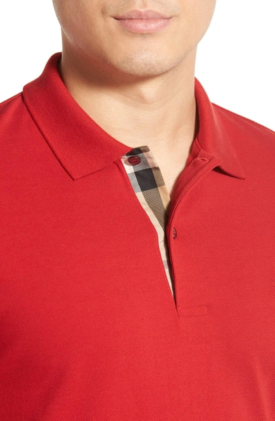 Shop Burberry Piqué Polo In Military Red