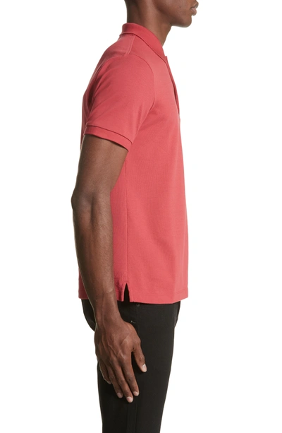 Shop Burberry Pique Polo In Coral Red