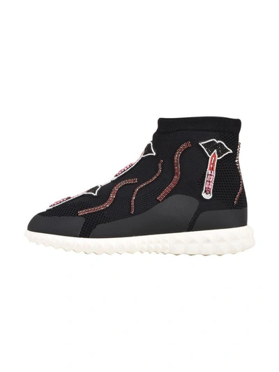 Shop Valentino Knit High-top Sneaker In Black