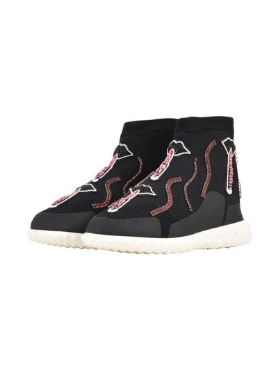 Shop Valentino Knit High-top Sneaker In Black