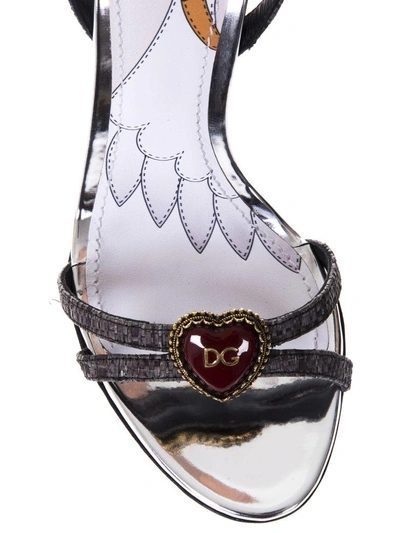 Shop Dolce & Gabbana Black And Silver Keira Sandals In Black-silver