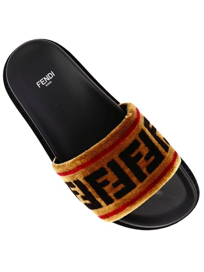 Shop Fendi Flat Sandals Shoes Women  In Tobacco
