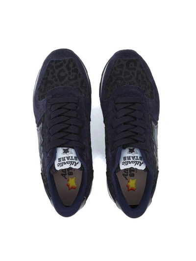 Shop Atlantic Stars Vega Blue Leather And Leopard Fabric Sneaker In Nero