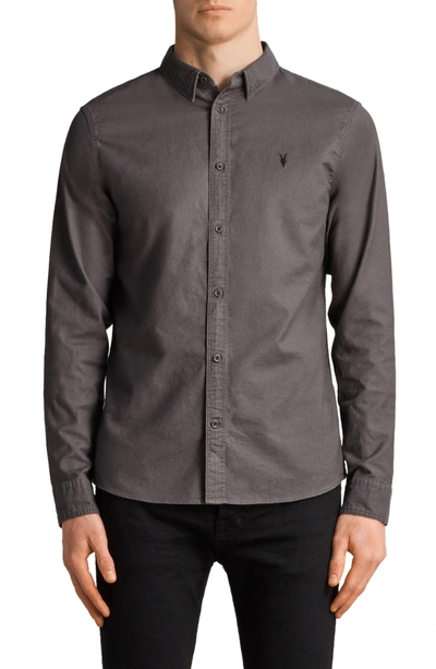 Shop Allsaints Huntington Regular Fit Sport Shirt In Heath Grey