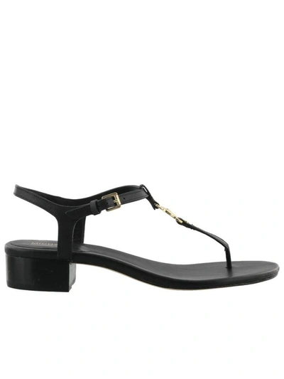 Shop Michael Kors Cayla Mid Thong Sandals In Black