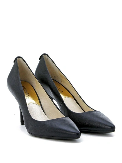 Shop Michael Kors Decolletè In Black Saffiano Leather And Pointed Toe In Nero