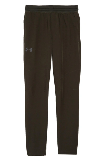 Shop Under Armour Fitted Woven Training Pants In Artillery Green/ Black