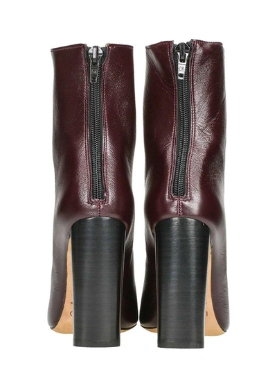 Shop Iro Bk Studded Leather Booties In Bordeaux