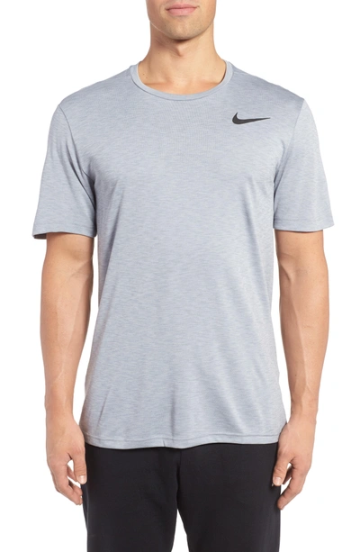 Shop Nike Hyper Dry Training Tee In Pure Platinum/ Stealth/ Black