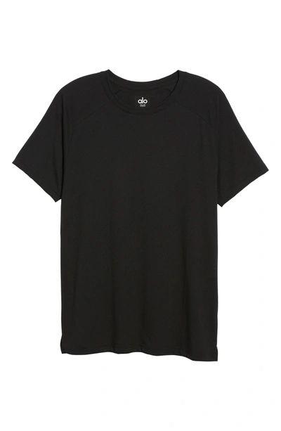 Shop Alo Yoga The Triumph Crewneck T-shirt In Solid Black Triblend