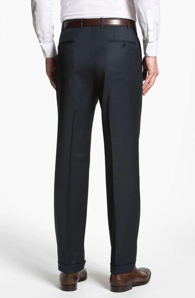 Shop Canali Pleated Trousers In Navy