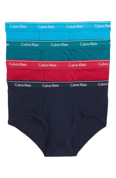 Shop Calvin Klein 4-pack Cotton Briefs In Blue/ Green/ Navy/ Amaranth