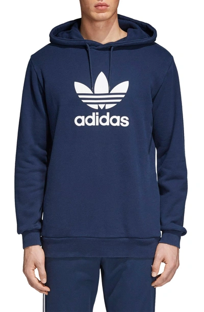 Shop Adidas Originals Trefoil Hoodie In Conavy