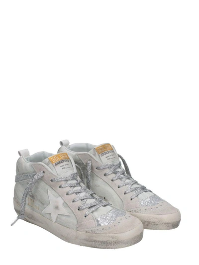 Shop Golden Goose Sneakers Mid Star Grey And Silver Leather And Suede