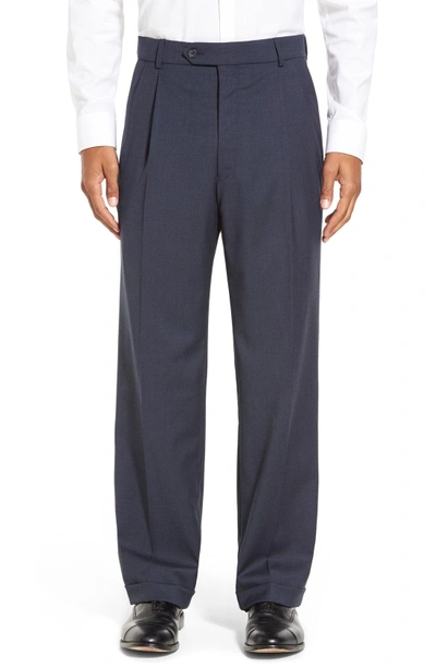Shop Ballin Pleated Solid Wool Trousers In New Navy