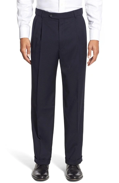 Shop Ballin Pleated Solid Wool Trousers In New Navy