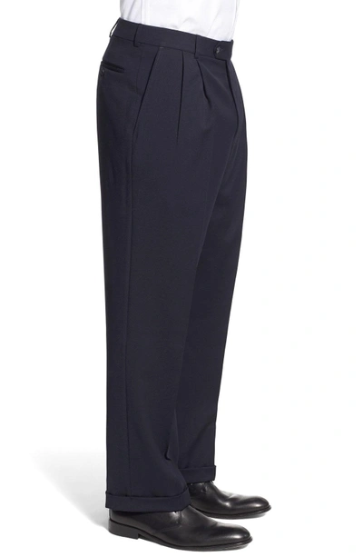 Shop Ballin Pleated Solid Wool Trousers In New Navy