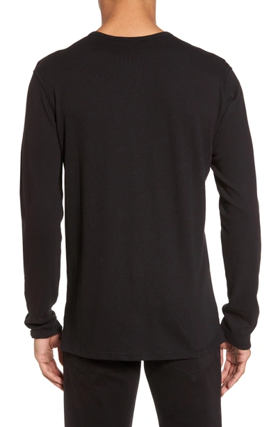 Shop Vince Raw Edge Long Sleeve Henley T-shirt In Black