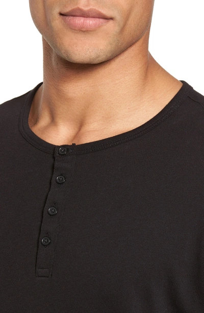 Shop Vince Raw Edge Long Sleeve Henley T-shirt In Black
