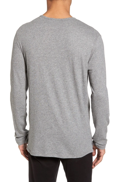 Shop Vince Raw Edge Long Sleeve Henley T-shirt In Cinder