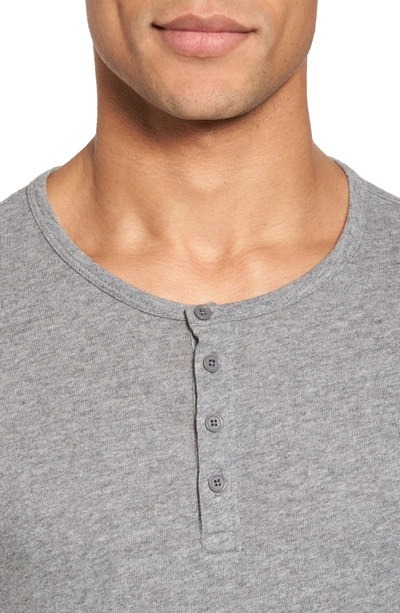 Shop Vince Raw Edge Long Sleeve Henley T-shirt In Cinder