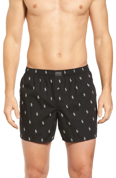 Shop Polo Ralph Lauren Woven Boxer Shorts In Black