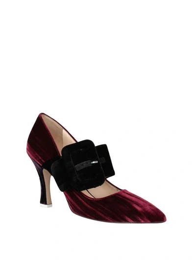 Shop Attico Elsa Velvet Pumps In Bordeaux