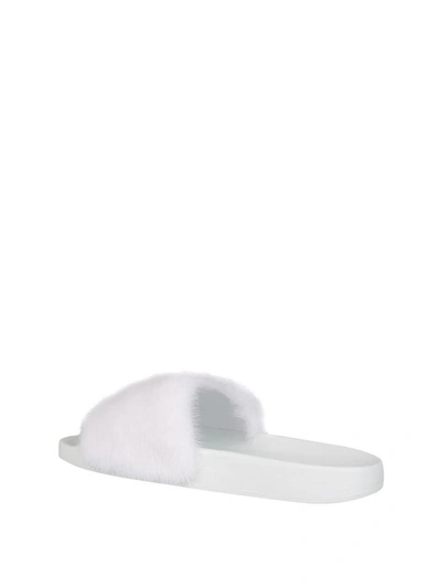 Shop Givenchy Mink Fur Rubber Slides In Bianco