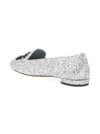 Shop Chiara Ferragni Logomania Ballet Flats In Silver