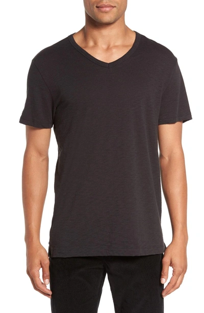 Shop Vince Slub V-neck T-shirt In Black