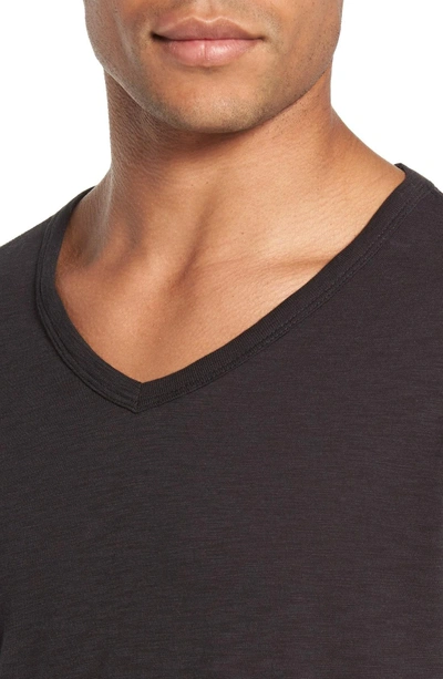 Shop Vince Slub V-neck T-shirt In Black
