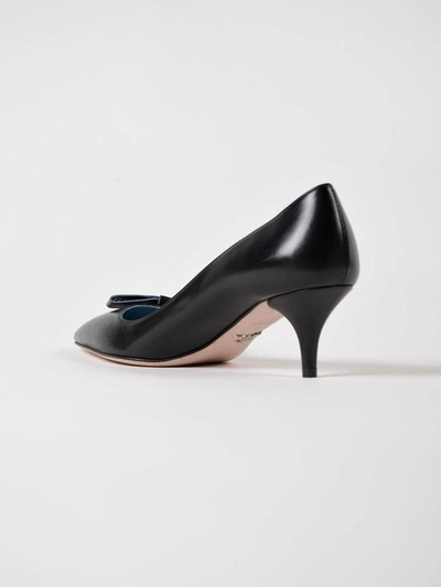 Shop Prada Logo Bow Pumps In Nero