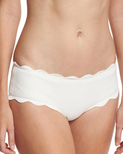 Shop Marysia Spring Scalloped Boy-cut Bikini Swim Bikini Bottom In Coconut