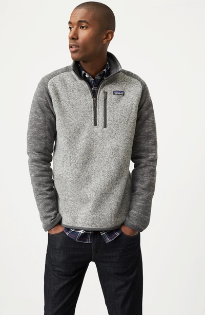 Shop Patagonia Better Sweater Quarter Zip Fleece Lined Pullover In Nickel W/ Forge Grey