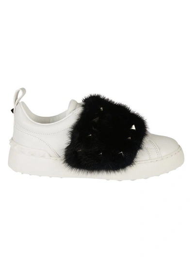 Shop Valentino Mink Fur Sneakers In White