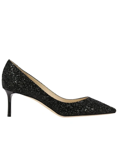 Shop Jimmy Choo Pumps  Pumps Romy In Glitter Leather With Pointy Toe In Black