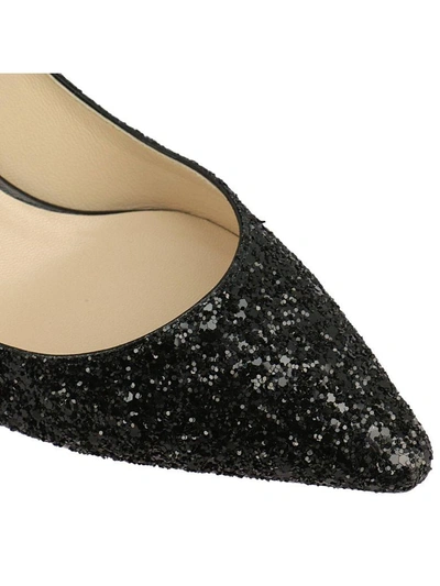 Shop Jimmy Choo Pumps  Pumps Romy In Glitter Leather With Pointy Toe In Black