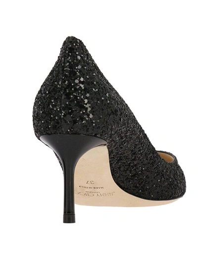 Shop Jimmy Choo Pumps  Pumps Romy In Glitter Leather With Pointy Toe In Black