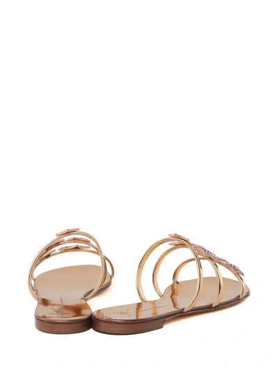 Shop Giuseppe Zanotti Anya Star Crystal-embellished Mirrored-leather Sandals In Rose Gold