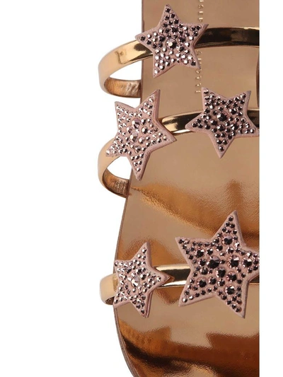 Shop Giuseppe Zanotti Anya Star Crystal-embellished Mirrored-leather Sandals In Rose Gold